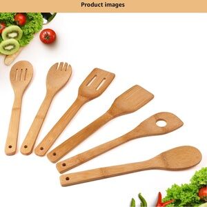 Bamboo Cooking Utensils Spoons Spatulas Set 6
